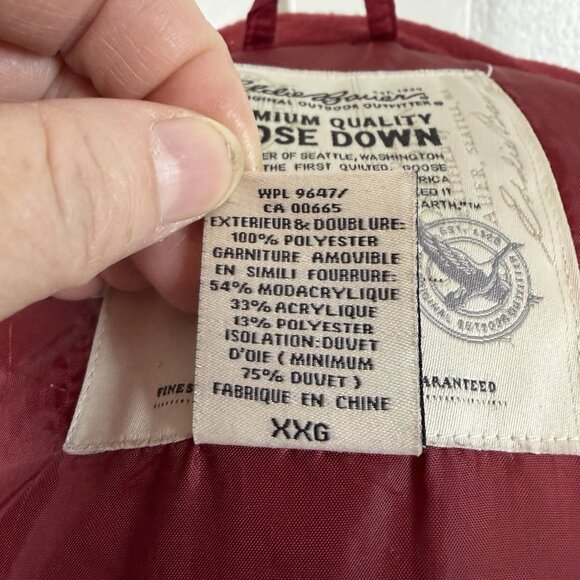 Eddie Bauer Women's Hooded Jacket Red Goose Down Parka Womens XXL 2X Gorp Winter - Picture 9 of 10